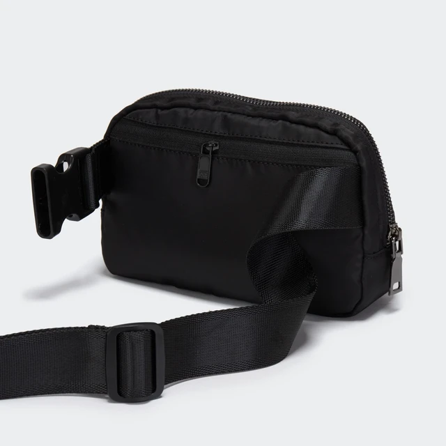 Alt view image 5 of 7 - Crossbody Belt Bag for Women and Men, Travel and Everyday Use, Black | Nylon belt bag with three mesh pockets, wide zipper opening and adjustable strap for crossbody or waist wear
