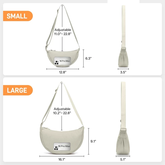 Alt view image 3 of 7 - Crescent Bag for Women Small Sling Crossbody Nylon Bag | Round Mini Shoulder Bag for Travel, Casual Fanny Pack with Half Moon Shape