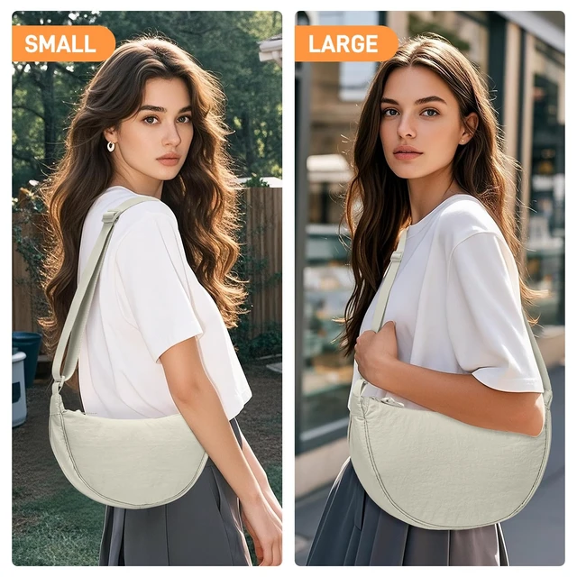 Alt view image 2 of 7 - Crescent Bag for Women Small Sling Crossbody Nylon Bag | Round Mini Shoulder Bag for Travel, Casual Fanny Pack with Half Moon Shape