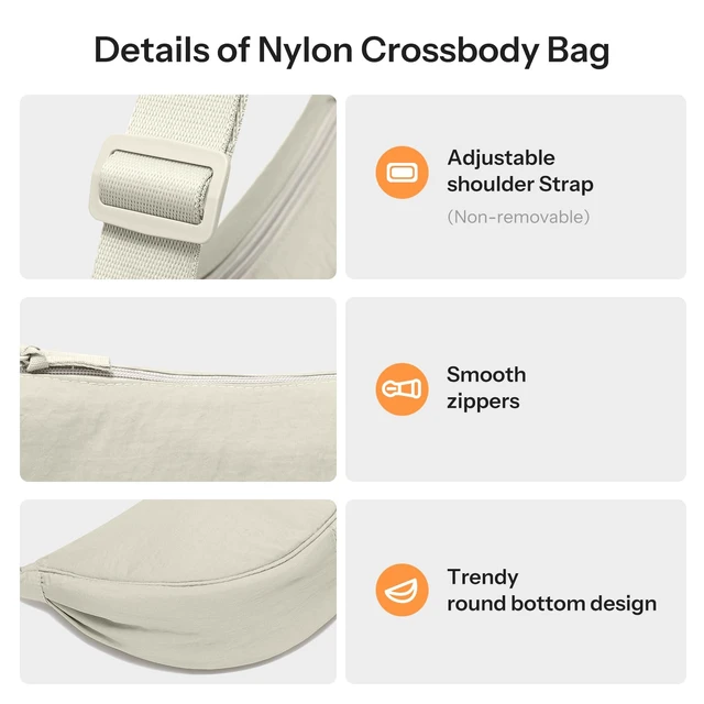 Alt view image 6 of 7 - Crescent Bag for Women Small Sling Crossbody Nylon Bag | Round Mini Shoulder Bag for Travel, Casual Fanny Pack with Half Moon Shape