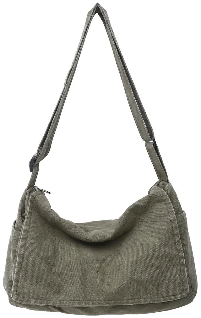 Main image of Messenger Bag for Women Men Satchel Bag Canvas Crossbody Shoulder Bag Casual Sling Bag(green)