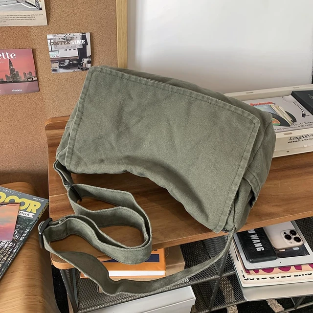 Alt view image 2 of 6 - Messenger Bag for Women Men Satchel Bag Canvas Crossbody Shoulder Bag Casual Sling Bag(green)
