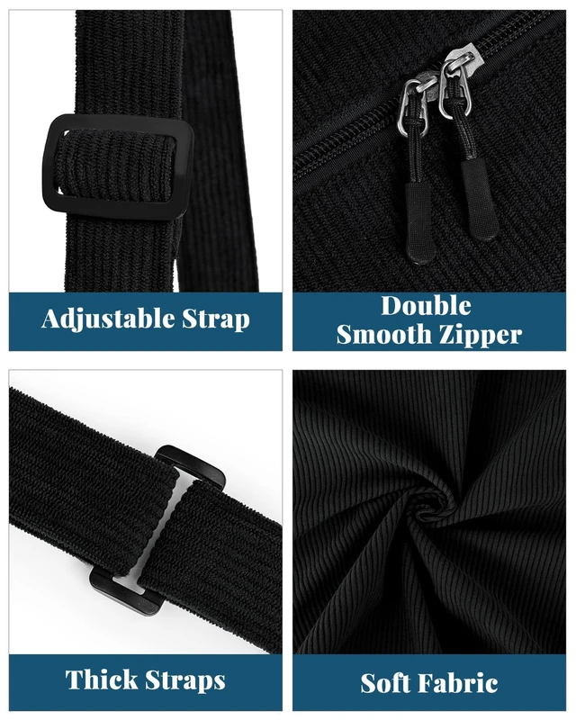 Alt view image 5 of 6 - Crescent Bag for Women Men, Crescent Bag with Adjustable Strap. | Crescent Bag with 2 Zippers Lightweight & 2 Inner Pockets & 1 Inner Zipper Pocket.