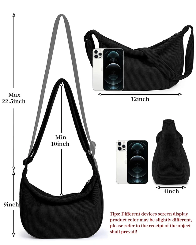 Alt view image 3 of 6 - Crescent Bag for Women Men, Crescent Bag with Adjustable Strap. | Crescent Bag with 2 Zippers Lightweight & 2 Inner Pockets & 1 Inner Zipper Pocket.