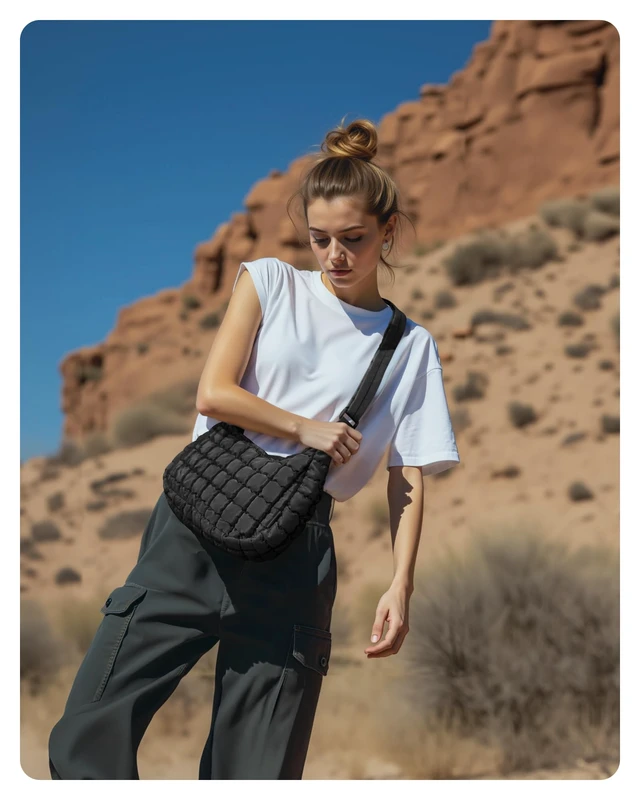 Alt view image 3 of 7 - Quilted Crossbody Bags for Women, Travel Purses Hobo Shoulder Bag