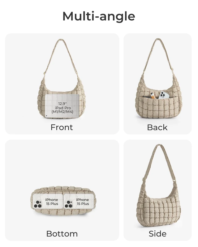 Alt view image 2 of 7 - Quilted Crossbody Bags for Women, Travel Purses Hobo Shoulder Bag