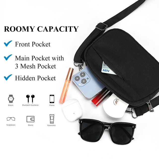 Alt view image 3 of 6 - Small Crossbody Bags for Women Men Cellphone Belt Bag Purse Fanny Pack with Adjustable Strap Black Sling Bag for Traveling Casual Festival Gifts