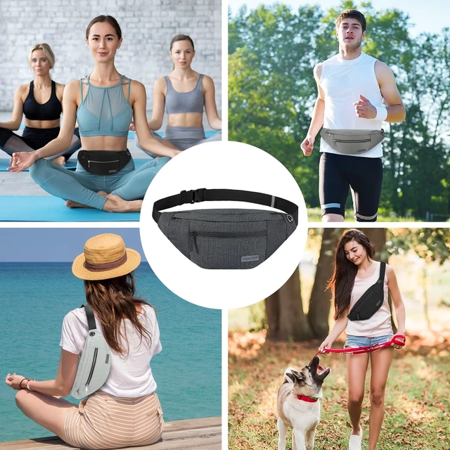 Alt view image 4 of 7 - Crossbody Fanny Pack Women Men Shoulder Sling Bag Carrying All Phones | 4-Zipper Pockets,Polyester,Versatile,Gifts for Enjoy Sports Festival Workout Traveling Running Casual Hands-Free Waist Pack