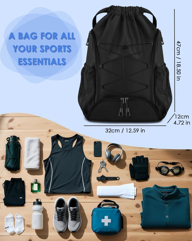Alt view image 2 of 7 - Soccer Bags, Football Backpack, Volleyball Bag | Drawstring Soccer Backpack with Ball and Shoe Compartment