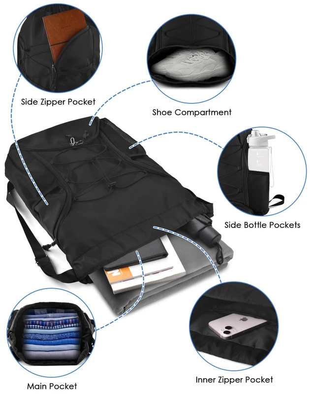 Alt view image 4 of 7 - Soccer Bags, Football Backpack, Volleyball Bag | Drawstring Soccer Backpack with Ball and Shoe Compartment