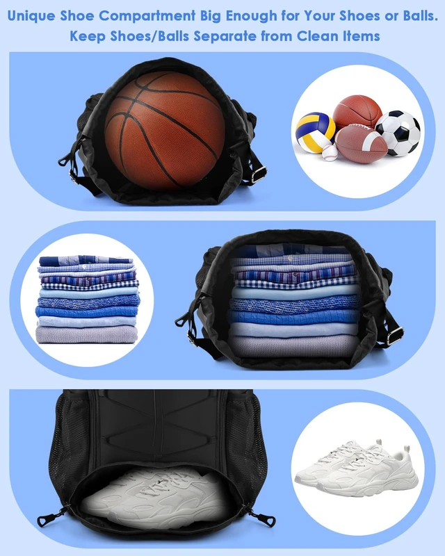 Alt view image 3 of 7 - Soccer Bags, Football Backpack, Volleyball Bag | Drawstring Soccer Backpack with Ball and Shoe Compartment