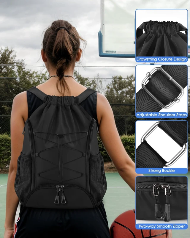 Alt view image 5 of 7 - Soccer Bags, Football Backpack, Volleyball Bag | Drawstring Soccer Backpack with Ball and Shoe Compartment