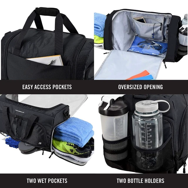 Alt view image 2 of 5 - Gym Bag 2.0: The Durable Crowdsource Designed Duffel Bag with 10 Optimal Compartments Including Water Resistant Pouch (Black, Medium (20"))