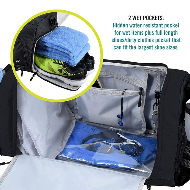 Alt view image 3 of 5 - Gym Bag 2.0: The Durable Crowdsource Designed Duffel Bag with 10 Optimal Compartments Including Water Resistant Pouch (Black, Medium (20"))