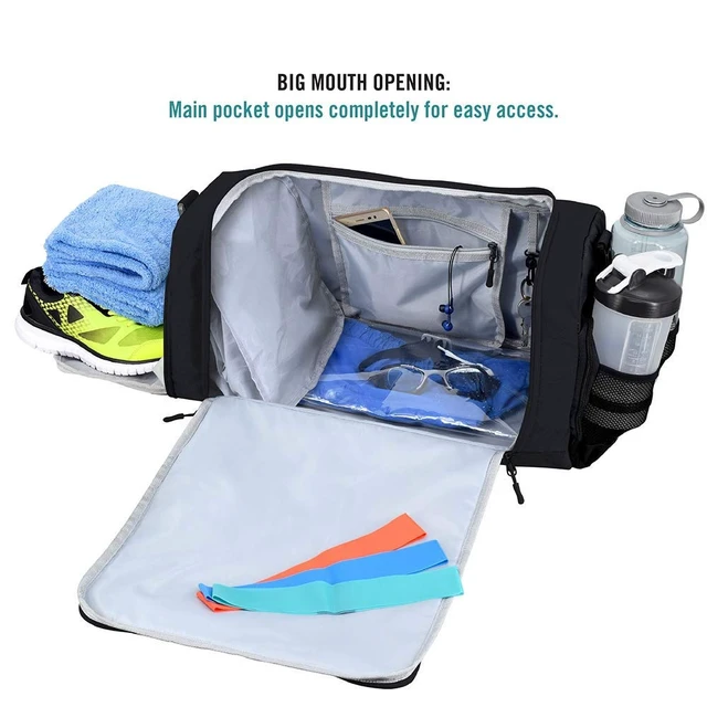 Alt view image 4 of 5 - Gym Bag 2.0: The Durable Crowdsource Designed Duffel Bag with 10 Optimal Compartments Including Water Resistant Pouch (Black, Medium (20"))