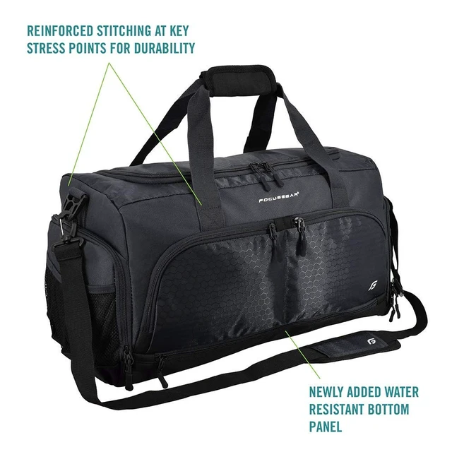 Alt view image 5 of 5 - Gym Bag 2.0: The Durable Crowdsource Designed Duffel Bag with 10 Optimal Compartments Including Water Resistant Pouch (Black, Medium (20"))
