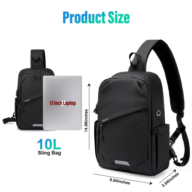 Alt view image 2 of 7 - Sling Backpack Travel Hiking Daypack,Large Crossbody Sling Bag | with USB Charging Port for Men Women 3 Layer Pockets One Shoulder Bag for Outdoor Sports Casual Commuting, Black