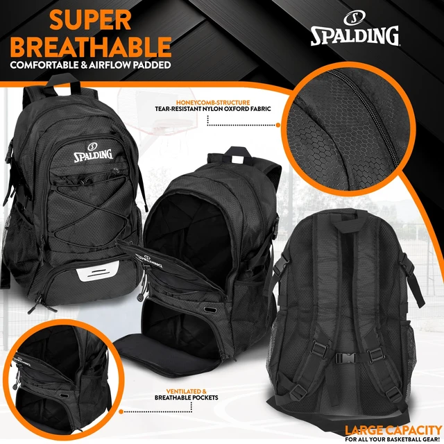 Alt view image 4 of 7 - Basketball Backpack Sports Bag | Large Black Backpack with Shoe and Ball Compartment | Use for Sport Accessories and Stuff | Gifts for Basketball Players