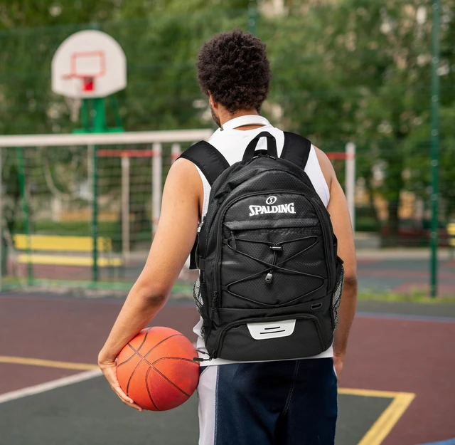 Alt view image 5 of 7 - Basketball Backpack Sports Bag | Large Black Backpack with Shoe and Ball Compartment | Use for Sport Accessories and Stuff | Gifts for Basketball Players