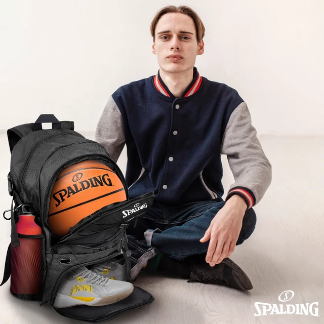 Alt view image 7 of 7 - Basketball Backpack Sports Bag | Large Black Backpack with Shoe and Ball Compartment | Use for Sport Accessories and Stuff | Gifts for Basketball Players