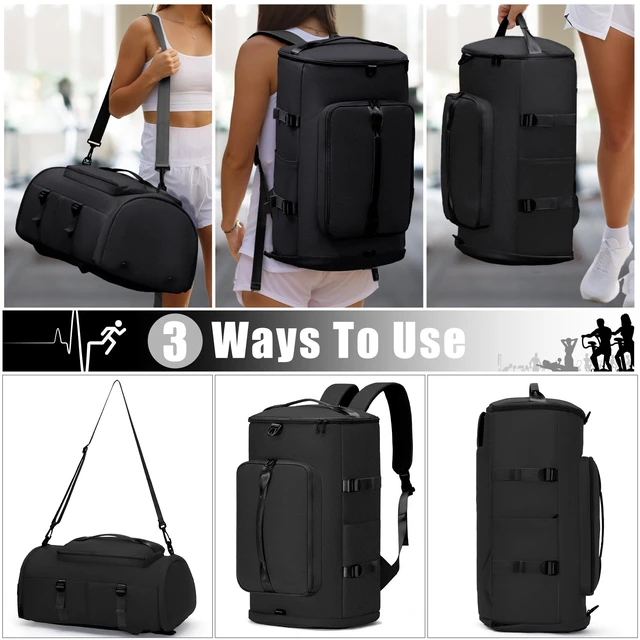 Alt view image 3 of 6 - Gym Bag with Shoes Compartment, Duffle Bag, Backpack with Wet Pocket | 3-Way Carry Travel Backpack, Sports Backpack for Men Women, Weekender Overnight Bag for Gym Travel Sports - Black