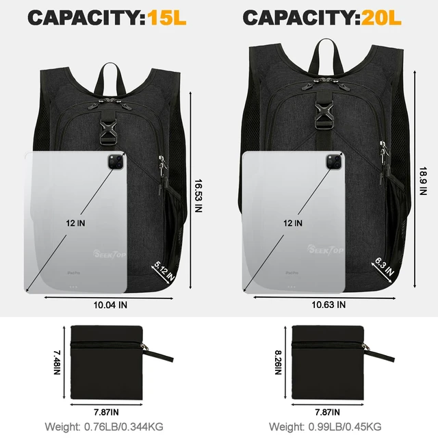 Alt view image 5 of 7 - 15L Small Hiking Backpack for Women Men, Lightweight Hiking Daypack | Water Resistant, Foldable Packable Back Pack with Phone Pocket for Travel Camping Outdoor