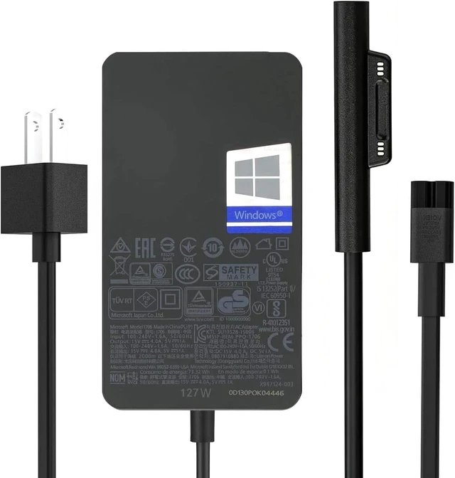 Main image of CORE TECH 127W Replacement Laptop Charger for Select Microsoft Surface Book, Surface Laptop Studio, Surface Pro and Surface Laptop Models, AC Power Adapter, Black