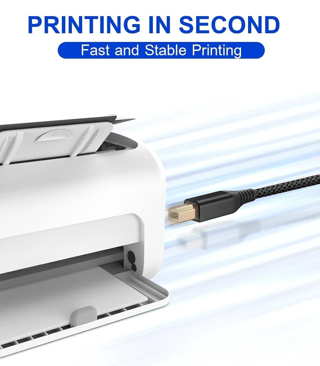 Alt view image 3 of 4 - CORE TECH USB 2.0 Printer Cable 10 ft Nylon Braided USB-A to USB-B Male Black Compatible with Printers and Scanners Durable Flexible Connection Single Pack