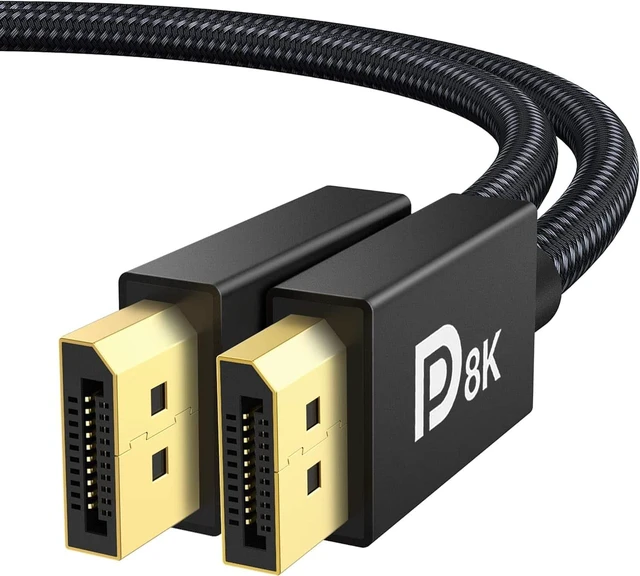 Main image of CORE TECH DisplayPort 1.4 Cable 6.6 ft, 8K 60Hz, 4K 240Hz, 32.4Gbps HBR3, HDR, Braided Male-to-Male for Gaming Monitors and PCs, Black