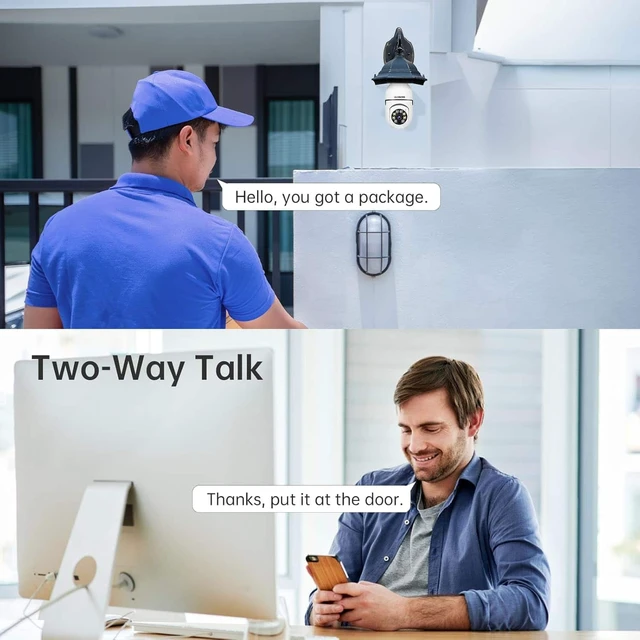 Alt view image 6 of 7 - CORE TECH Light Bulb Security Camera, 5GHz/2.4GHz WiFi, E26/E27 Socket, Pan and Tilt, Color Night Vision, Motion Tracking, Two-Way Audio, Alexa Compatible, White/Black