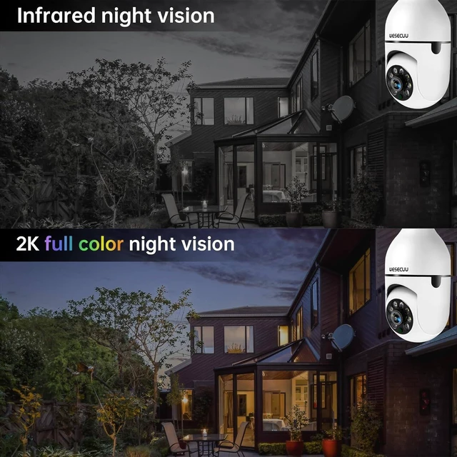 Alt view image 4 of 7 - CORE TECH Light Bulb Security Camera, 5GHz/2.4GHz WiFi, E26/E27 Socket, Pan and Tilt, Color Night Vision, Motion Tracking, Two-Way Audio, Alexa Compatible, White/Black