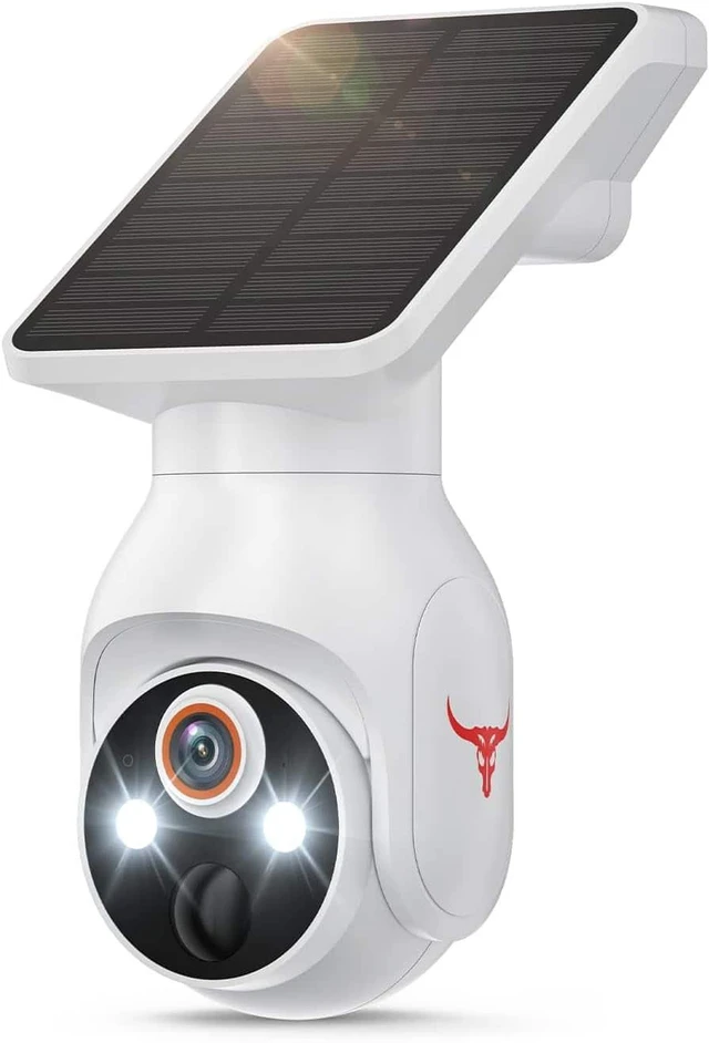 Main image of CORE TECH 1080p Solar Outdoor Security Camera with Solar Panel, 2.4GHz WiFi, Pan and Tilt, Human Motion Detection, Two-Way Audio, Rechargeable Battery, White