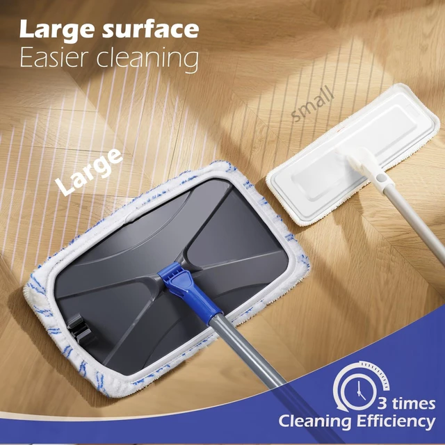 Alt view image 2 of 7 - Masthome Microfiber Mop for Floor Cleaning, Flat Mop with 3 Washable Pads | Upgraded 60" Long Handle, Large Dust Mop for Laminate Wooden Hard Floor Vinyl Tile Floors Cleaning,1 Cleaning Scraper
