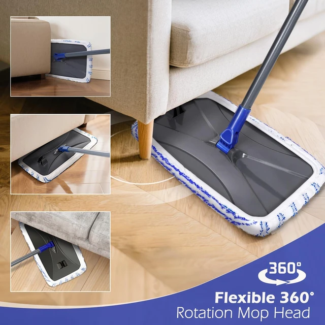 Alt view image 6 of 7 - Masthome Microfiber Mop for Floor Cleaning, Flat Mop with 3 Washable Pads | Upgraded 60" Long Handle, Large Dust Mop for Laminate Wooden Hard Floor Vinyl Tile Floors Cleaning,1 Cleaning Scraper