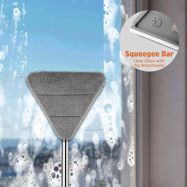 Alt view image 6 of 7 - UIMO Wall Cleaner Mop with 94" Long Handle, Triangle Head Scrubber | 2-in-1 Triangle & Rectangle Head with Squeegee, 10 Washable Pads for Walls, Ceilings, Windows, Glass and Hard-to-Reach Areas