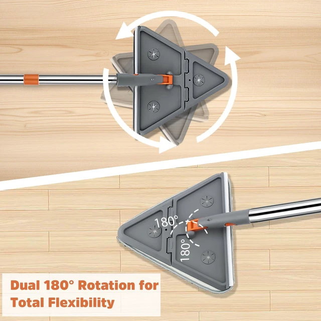 Alt view image 7 of 7 - UIMO Wall Cleaner Mop with 94" Long Handle, Triangle Head Scrubber | 2-in-1 Triangle & Rectangle Head with Squeegee, 10 Washable Pads for Walls, Ceilings, Windows, Glass and Hard-to-Reach Areas