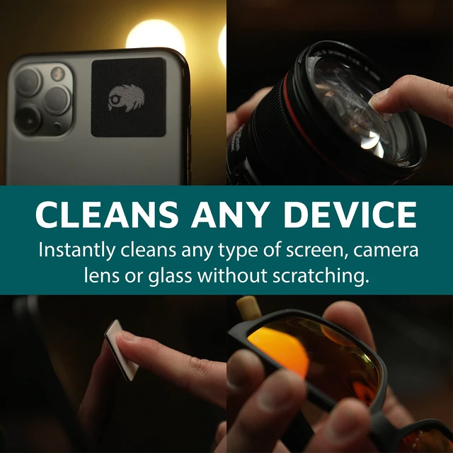 Alt view image 4 of 6 - KUVRD Waterbear - Electronic Screen Cleaner Pads, Single Pad Set | Reusable Stick-On Microfiber Cleaning Pad, for Dry Wiping Car Touchscreens, Phone Displays, Camera Lenses, and Eyeglasses
