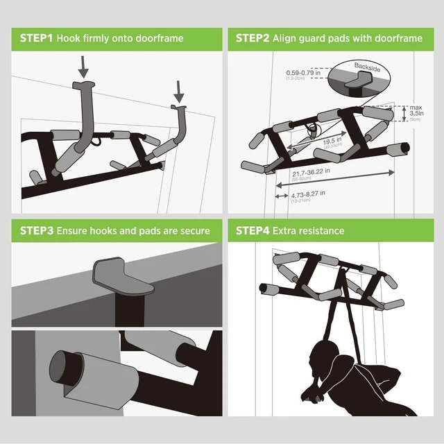 Alt view image 14 of 14 - 2026 Upgrade Multi-Grip Pull Up Bar with Smart Larger Hooks Technology - USA Original Patent, Designed, Shipped, Warranty
