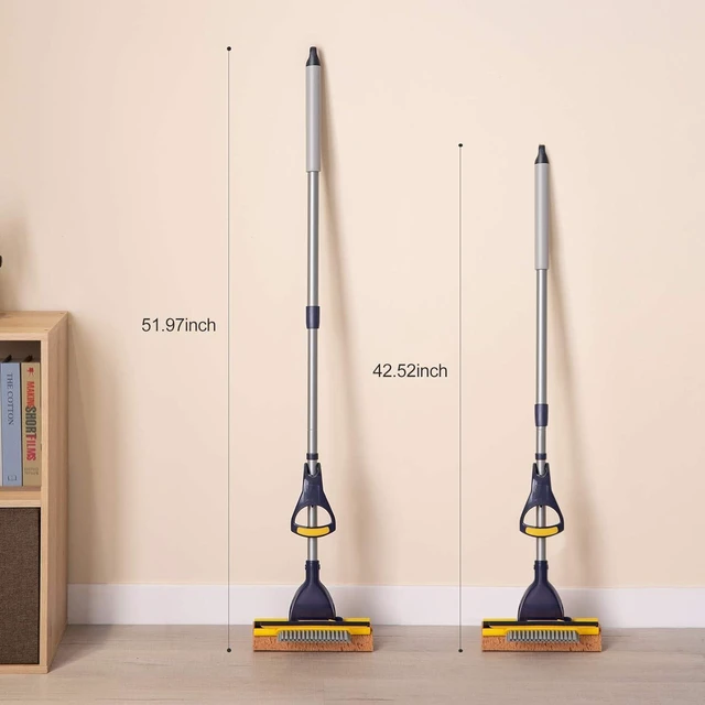 Alt view image 11 of 14 - Yocada Sponge Mop Home Commercial Use Tile Floor Bathroom Garage Cleaning with Squeegee and Extendable Telescopic Long Handle 42-52 Inches Easily Dry Wringing