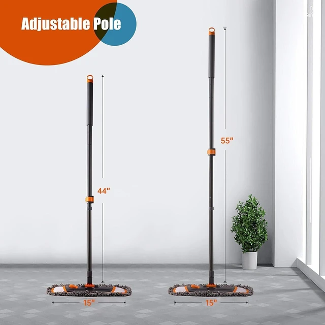 Alt view image 13 of 14 - Mops for Floor Cleaning with 3 Different Washable Mop Pads and Extendable 55 Long Handle, Multifunction Dust Mop for Hardwood,Marble,Tile Floor Mopping,Orange