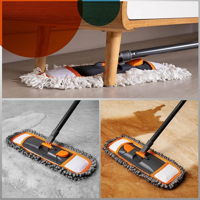 Alt view image 11 of 14 - Mops for Floor Cleaning with 3 Different Washable Mop Pads and Extendable 55 Long Handle, Multifunction Dust Mop for Hardwood,Marble,Tile Floor Mopping,Orange