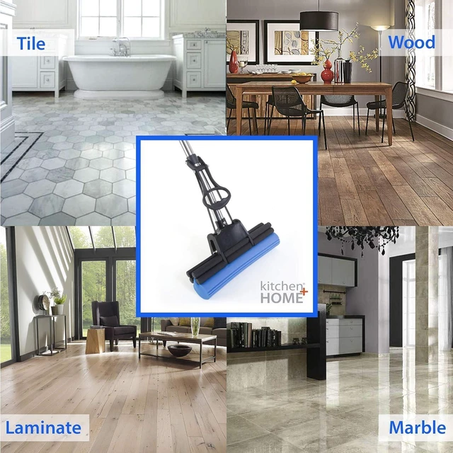 Alt view image 12 of 14 - Kitchen + Home PVA Sponge Roller Mop - 11" Quadruple Roller All Purpose Floor Cleaner