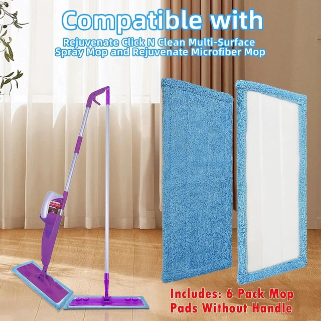 Alt view image 9 of 14 - 6 Pack Reusable Microfiber Pads for Rejuvenate Microfiber Mop, Compatible with Rejuvenate Click N Clean Multi-Surface Spray Mop, Machine Washable Microfiber Pad Refill for All Floors Without Handle