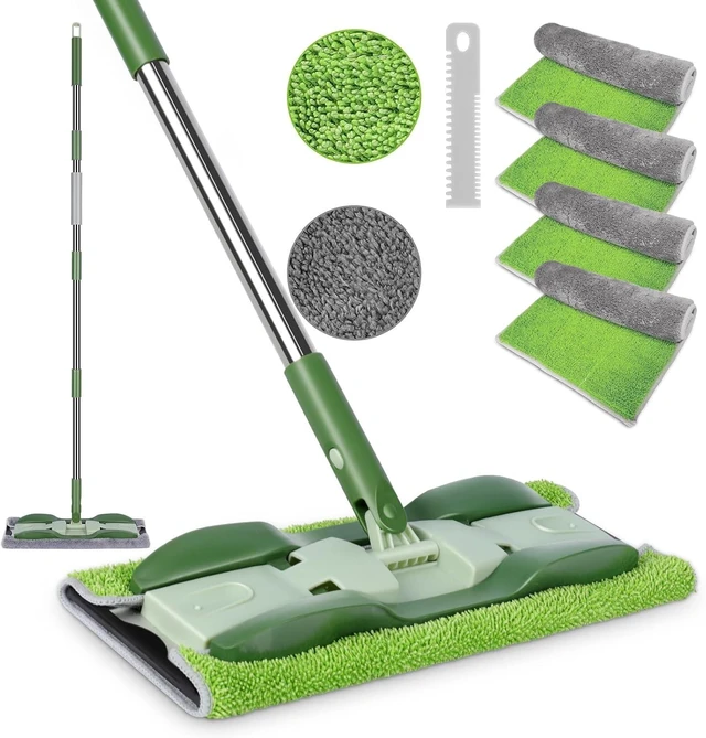 Alt view image 8 of 14 - MASTERTOP Microfiber Mop - Flat Floor Mops Wet Dry Dust Mop with 4 Washable Pads & 52.4'' Stainless Steel Handle for Hardwood Laminate Tile Floor Cleaning