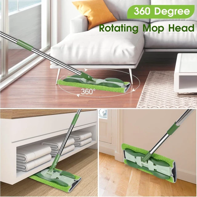 Alt view image 12 of 14 - MASTERTOP Microfiber Mop - Flat Floor Mops Wet Dry Dust Mop with 4 Washable Pads & 52.4'' Stainless Steel Handle for Hardwood Laminate Tile Floor Cleaning