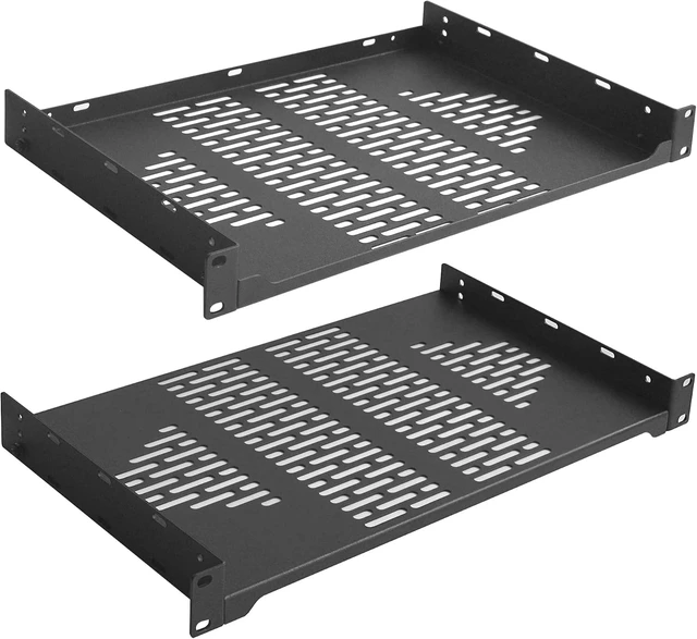 Alt view image 7 of 12 - RIVECO 2 PCS 10 Rack Shelves for 19 inches Network Rack & Cabinets, 1U Rack Mount Shelf Vented Cantilever Tray, for Server, IT & Sound Equipment