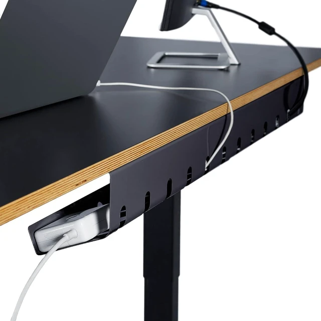 Alt view image 8 of 14 - PAMO Cable Management Under Desk for Easy mounting Under-Table I Set of 3 - with 10X Cable Ties I Desk Organizer for Office/Home Office Table Thoughtful Cable Tray Holder, Black