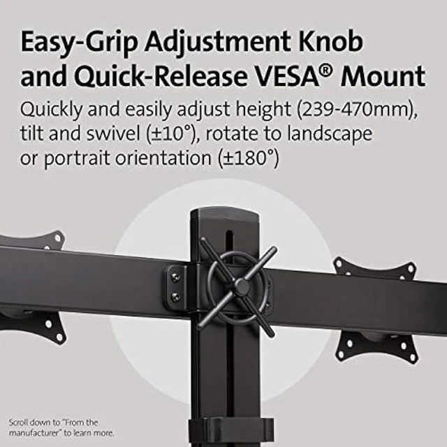 Alt view image 9 of 12 - Kensington Dual Monitor Mount for Desk, C-clamp Vesa Monitor Stand Fits 2 Ultrawide Monitors Up to 32 Inches, Low Profile Monitor Stand, Height Adjustable Rotating Free Standing Monitor Arm, Black