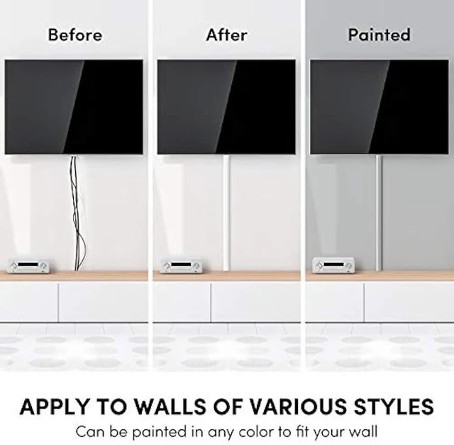 Alt view image 10 of 12 - 306 Cord Hider - Cord Cover Wall - Paintable Cable Concealer, Wire hiders for TV on Wall - Cable Management Cord Hider Wall Including Connectors & Adhesive Strips Cable Raceway - Cord Management