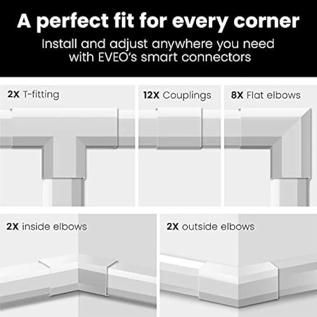 Alt view image 12 of 12 - 306 Cord Hider - Cord Cover Wall - Paintable Cable Concealer, Wire hiders for TV on Wall - Cable Management Cord Hider Wall Including Connectors & Adhesive Strips Cable Raceway - Cord Management